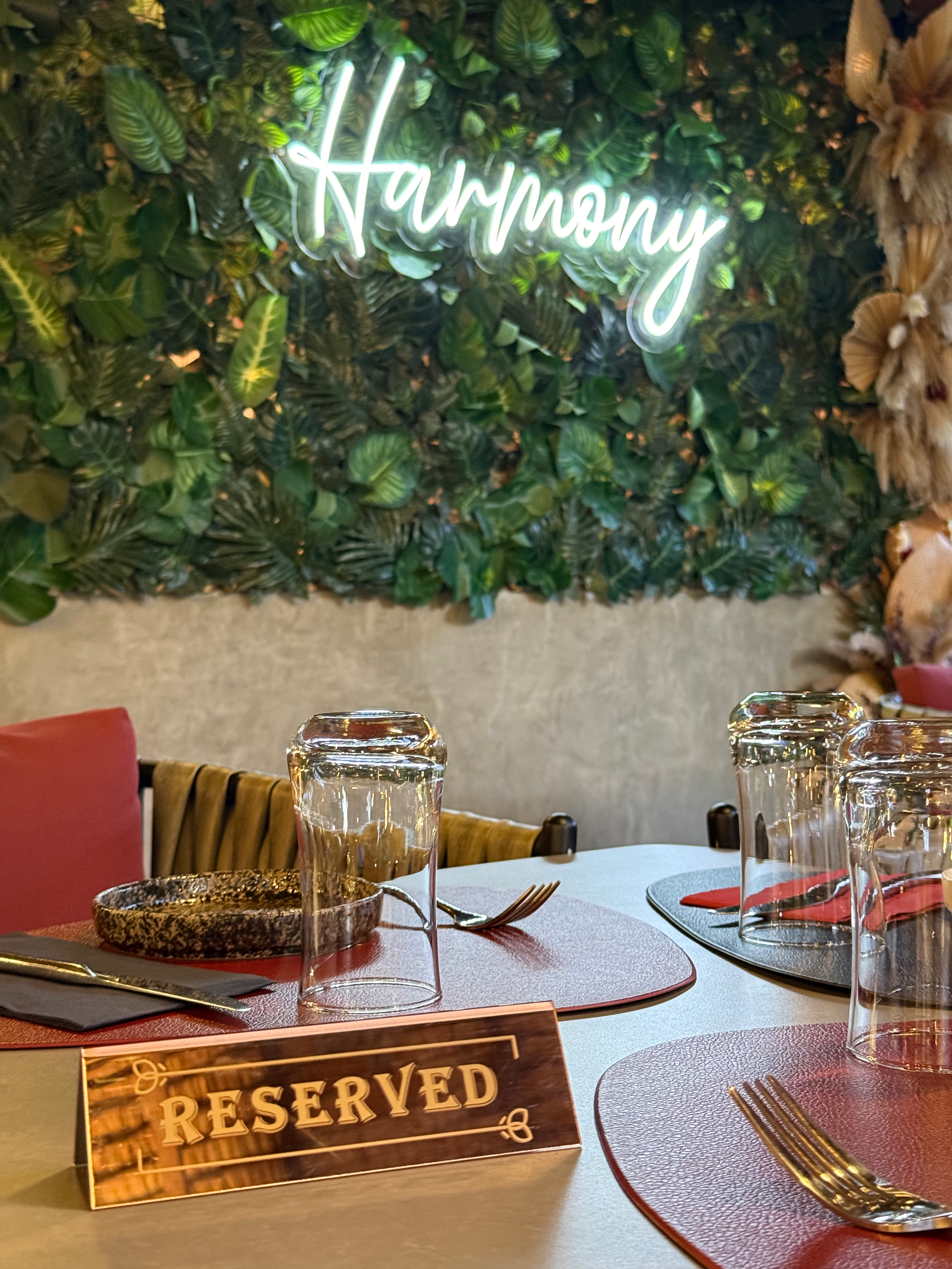 Reserved table setting at Harmony Koh Tao